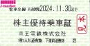 京王電鉄 株主優待乗車証回数券式　2024年11月30日まで