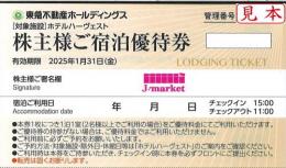 東急不動産株主優待券　ホテルハーヴェスト　宿泊優待券　2025年1月31日まで