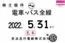 【新券】京急/京浜急行電鉄 株主乗車証定期券式 (電車・バス全線)　2022年5月31日