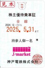 【大特価】神戸電鉄　株主優待乗車証 定期券(電車全線)【水色】　2025年5月31日まで