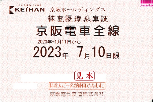 京阪HD/京阪電鉄/京阪電気鉄道 株主優待乗車証定期券式(電車全線) 24年