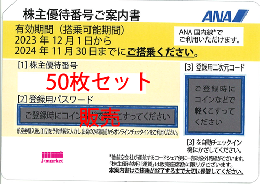 ANA(全日空)株主優待券11月発行(有効期限:2023/12/1～2024/11/30) 50枚
