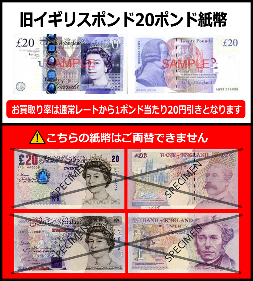 旧紙幣】イギリスポンド(GBP) 20ポンド紙幣 の買取｜金券ショップ J