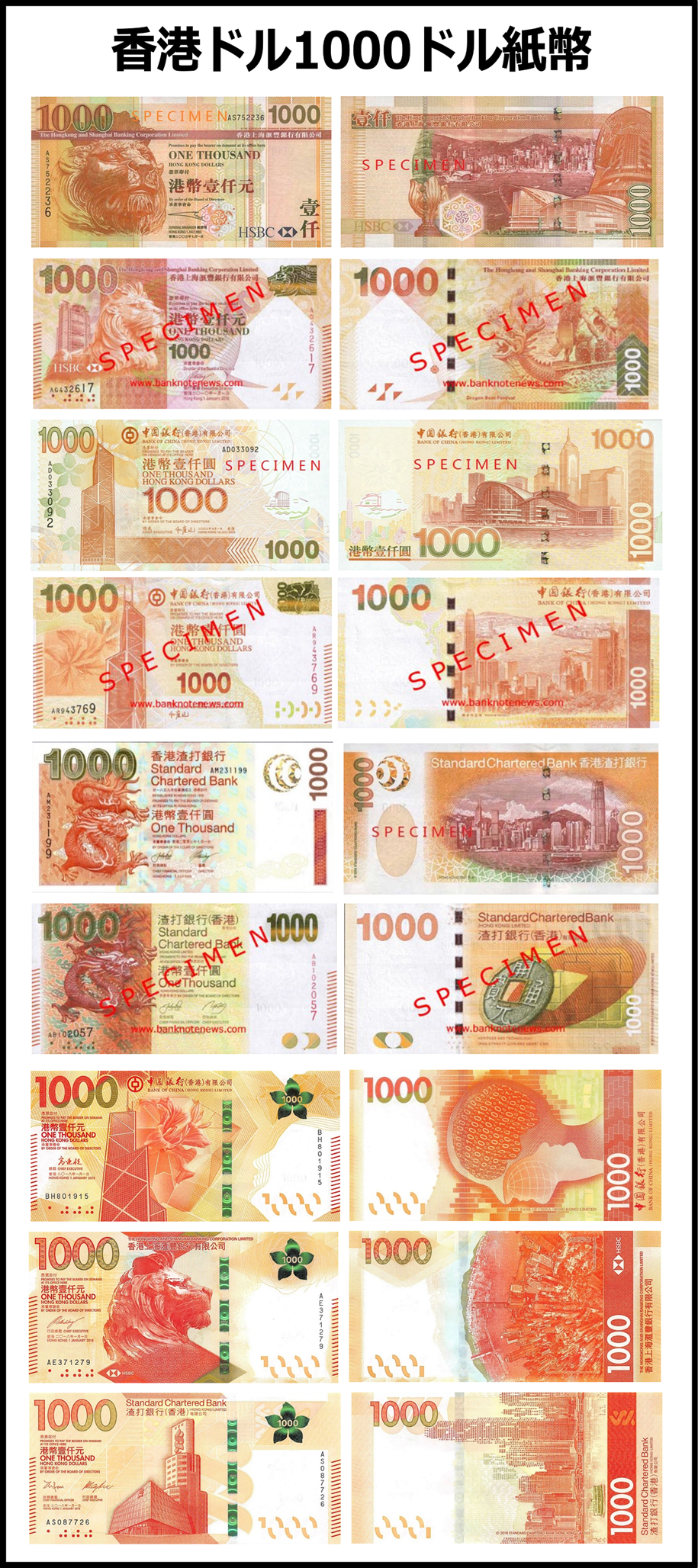 香港ドル(HKD) 1000ドル紙幣 の買取｜金券ショップ J・マーケット