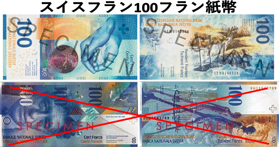 スイスフラン(CHF) 100フラン紙幣の価格・金額（買取）ならJ・マーケット